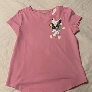 Girls Pink top French bulldog